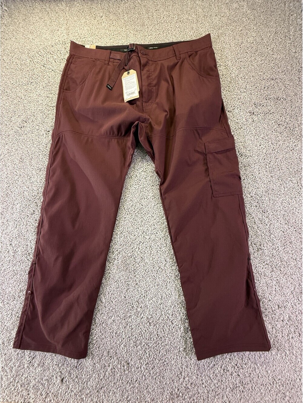 NWT Prana Men’s Stretch Zion Slim Pants II 42 X 30 Cacao Burgundy